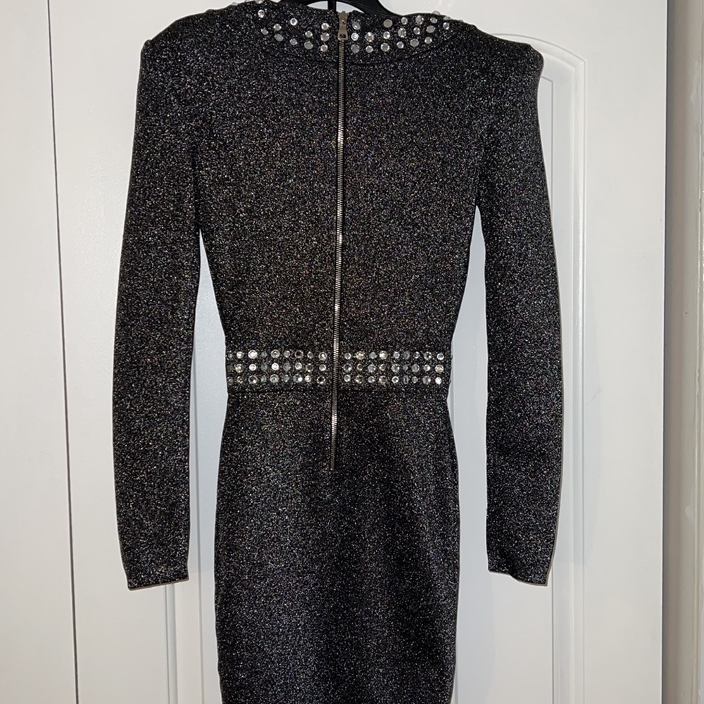 BALMAIN Crystal-embellished metallic stretch-knit mini dress - Picture 7 of 15